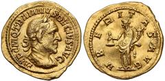 Ancient coins Trajan Decius (AD 249-251),AV Aureus, Rome mint, circa mit-late AD 250. Trajan Decjusz (249-251), Aureus - bardzo ładny Obverse: IMP C M Q TRAIANVS DECIVS AVG, laureated bust of Decius r