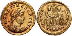 Ancient coins Gratian (AD 367-383), AV Solidus, Trier (Treveri) mint, AD 378-383 Gracjan (367-383), Solid - dwaj cesarze na wspólnym tronie - wariant Obverse: DN GRATIANVS P F AVG, diademed and draped