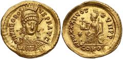 Ancient coins Theodosius II (Eastern Roman Emperor AD 402-450), AV Solidus, Constantinople mint, AD 443-450 Teodozjusz II (cesarz wschodu 408-450), Solid - IMP XXXXII Obverse: DN THEODOSI - VS P F AVG