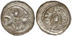 Medieval Poland Collection Bolesław II Śmiały, Denar z jeźdźcem - S leżące i 'z' Ładny, choć podwójnie wybity egzemplarz, co zmniejsza jego czytelność. Ostry relief, bardzo dobry stan zachowania. Odmi