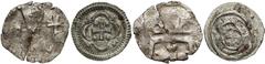 Medieval Foreign Coins Węgry / Zakon Krzyżacki, Obol dla Banatu + denar węgierski (2szt) Bardzo rzadki obol z czasów Pawła I von Russdorffa. Emisja dla Banatu (krainy na nizinie węgierskiej) za panowa