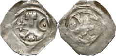 Medieval Österreich, Ottakar II. (1260-76), Pfennig St. Veit - Turm mit Beinen Austria, Ottokar II (1260-76), Fenig Sankt Veit - wieża na nogach Przedstawienie: wieża na dwóch nogach, pomiędzy gwiazdą