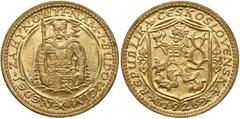 World Gold Coins Czechoslovakia, Ducat 1926 Czechosłowacja, Dukat 1926 Złoto (Au.986), średnica 19.75 mm, waga 3.48 g Reference: Krause KM# 8 Grade: XF