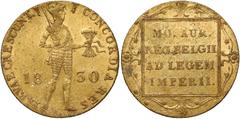 World Gold Coins Netherlands, Willem I, Ducat 1830 Niderlany, Dukat 1830 Złoto (Au.983), średnica 20.2 mm, waga 3.51 g Reference: Krause KM# 50 Grade: XF Netherlands / Niederlande