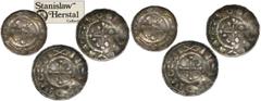 Medieval Poland Denary krzyżowe (3szt) CNP V - z krzyżem perełkowym - ex. HerstalEgzemplarze ze znanej polskiej kolekcji, Stanisława Herstala, sprzedawanej w 1974 roku (w komplecie karteczka aukcyjna)