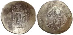 Ancient coins Aleksy I Komnen (1081-1118 n.e.) El Apsron Trachy, KonstantynopolMocno wytrawiona. Awers: Maria Dziewica siedząca na tronie, na wprost, w polach MP - ΘVRewers: Cesarz stojący na wprost, 