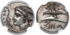 Ancient Coins Greece, Paphlagonia, Sinope, AR Drachm (360-320 BC) Greece, Paphlagonia, Sinope, AR Drachm (360-320 BC) Obverse: Head of the nymph Sinope to left, wearing a triple pendant earring and a 