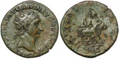 Ancient Coins Traian (98-117 AD) AE Dupondius Traian (98-117 AD) AE Dupondius Obverse: IMP CAES NERVA TRAIAN AVG GERM P M Radiate head of Trajan to right. Reverse: TR POT COS IIII P P Abundantia seate