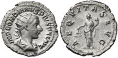 Ancient Coins Gordian III (238-244 AD) AR Antoninian, Antioch Gordian III (238-244 AD) AR Antoninian, Antioch Awers: Popiersie cesarza w koronie promienistej, zbroi i paludamentum w prawo, w otoku leg