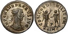 Ancient Coins Probus (276-282 n.e.) Antoninian, Cyzicus Probus (276-282 n.e.) Antoninian, Cyzicus Obverse: IMP C M AVR PROBVS AVG Radiate, draped and cuirassed bust right. Reverse: CONCORDIA MILITVM /