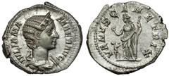 Ancient coins Julia Mamaea (222-235 AD) AR Denarius, RomeObverse: IVLIA MAMAEA AVGDraped and diademed bust right. Reverse: VENVS GENETRIXVenus standing left holding apple and sceptre; at her feet, Cup