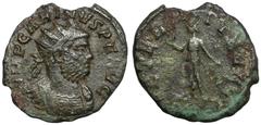 Ancient coins Carinus (283-285 AD) AntoninianObverse: IMP CARINVS P F AVGRadiate and cuirassed bust to right. Reverse: AETERNIT AVGGAeternitas standing front, head to left, holding Phoenix on globe in