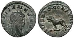 Ancient Coins Gallienus (258-268 AD) Antoninian, Rome - male pantherObverse: GALLIENVS AVGRadiate bust right. Reverse: LIBERO.P. CONS AVG / BMale panther left. Bilon, diameter 20,7 x 19,7 mm, weight 2