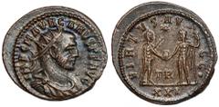 Ancient Coins Carus (282-283 AD) Antoninian, TripolisObverse: IMP C M AVR CARVS PF AVGRadiate, draped and cuirassed bus right. Reverse: VIRTVS AVGG / TR / XXITwo emperors standing facing each other. B
