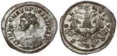 Ancient Coins Probus (276-282 AD) Antoninian, RomeSol was the favorite and most frequently depicted God of the Roman pantheon in Probus' coinage. There are numerous variants of reverses with Sol; howe