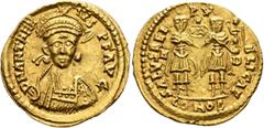 A collection from the Rhineland Anthemius, 467-472. Solidus (Gold, 22 mm, 4.46 g, 12 h), Mediolanum, 471-472. D N ANTHEM-IVS P F AVG Helmeted, pearl-diademed and cuirassed bust of Anthemius facing, ho