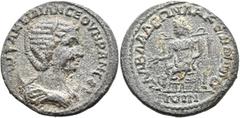 Roman Provincial PISIDIA. Amblada. Otacilia Severa, Augusta, 244-249. Tetrassarion (Bronze, 28 mm, 13.59 g, 1 h). ⲰΤΑΚΕΙΛΙΑΝ ϹΕΟΥΗΡΑΝ ϹЄΒ Diademed and draped bust of Otacilia Severa set to right on cr