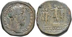 Roman Imperial Marcus Aurelius, 161-180. Sestertius (Orichalcum, 30 mm, 29.11 g, 12 h), Rome, 170. M ANTONINVS AVG TRP XXIIII Laureate head of Marcus Aurelius to right. Rev. ADLOCVT AVG / S C Marcus A