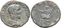 Roman Imperial Pupienus, 238. Sestertius (Orichalcum, 29 mm, 17.50 g, 12 h), Rome, circa April-June 238. IMP CAES M CLOD PVPIENVS AVG Laureate, draped and cuirassed bust of Pupienus to right, seen fro