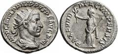 Roman Imperial Philip I, 244-249. Antoninianus (Silver, 22 mm, 4.55 g, 12 h), Antiochia, 244-245. IMP C M IVL PHILIPPVS AVG P M Radiate, draped and cuirassed bust of Philip to right, seen from behind.