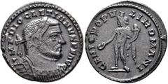 Roman Imperial Diocletian, 284-305. Follis (Bronze, 27 mm, 8.73 g, 6 h), Londinium, circa 303-1 May 305. IMP DIOCLETIANVS P F AVG Laureate and cuirassed bust of Diocletian to right. Rev. GENIO POPVLI 