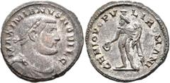 Roman Imperial Galerius, as Caesar, 293-305. Follis (Silvered bronze, 28 mm, 10.32 g, 6 h), Londinium, circa 303-1 May 305. MAXIMIANVS NOBIL C Laureate, draped and cuirassed bust of Galerius to right.