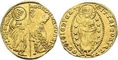 Early Medieval & Islamic CRUSADERS. Venetians in the Levant. Ducat (Gold, 20 mm, 3.51 g, 5 h), imitating Venice, struck in the name of Andrea Dandolo, uncertain mint, probably Chios. ANDR•DA(symbol)DA