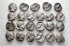 Group Lots A lot containing 23 silver coins. All: Athenian Tetradrachms. Fair to fine. LOT SOLD AS IS, NO RETURNS. 23 coins in lot. From a European collection, formed before 2005.