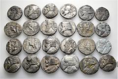Group Lots A lot containing 24 silver coins. All: Parthian Tetradrachms. Fair to fine. LOT SOLD AS IS, NO RETURNS. 24 coins in lot. From a European collection, formed before 1990.