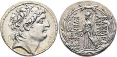 Greek KINGS OF CAPPADOCIA. Ariarathes VII Philometor, circa 107/6-101/0 BC. Tetradrachm (Silver, 30 mm, 16.48 g, 12 h), in the names and types of the Seleukid King Antiochos VII (138-129 BC), Mint A (