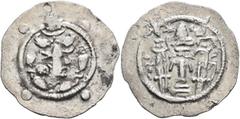 The Collection of Prof. Dr. Abels HUNNIC TRIBES, Hephthalites. 6th century. Drachm (Silver, 29 mm, 3.63 g, 3 h), imitating a drachm of the Sasanian King Peroz I (457/9-484) from Balkh. Draped bust of 