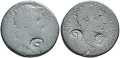 Roman Provincial BITHYNIA. Apamea. Augustus, with Divus Julius Caesar, 27 BC-AD 14. 'As' (Bronze, 24 mm, 8.27 g, 12 h), C. Cassius, duovir, 27 BC. DIVO[S IVLIVS C CASSIVS C F IIVIR C I] C F C Diademed