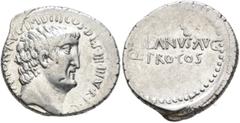 Roman Republican & Imperatorial Mark Antony, 44-30 BC. Denarius (Silver, 18 mm, 3.81 g, 7 h), with M. Junius Silanus, quaestor pro consule, Military mint moving with Antony, probably Athens, summer 32