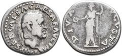 Roman Imperial Galba, 68-69. Denarius (Silver, 18 mm, 3.03 g, 6 h), Rome, circa July 68-January 69. IMP SER GALBA CAESAR AVG P M Laureate head of Galba to right. Rev. DIVA [A]VGVSTA Livia standing fro