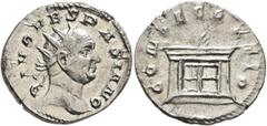 Roman Imperial Trajan Decius, 249-251. Antoninianus (Silver, 22 mm, 3.41 g, 6 h), commemorative issue for Divus Vespasian (died 79), Rome, 251. DIVO VESPASIANO Radiate head of Divus Vespasian to right