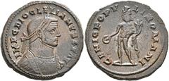 Roman Imperial Diocletian, 284-305. Follis (Bronze, 26 mm, 9.56 g, 6 h), Londinium, circa 296-303. IMP C DIOCLETIANVS P F AVG Laureate and cuirassed bust of Diocletian to right. Rev. GENIO POPV-LI ROM