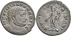 Roman Imperial Galerius, as Caesar, 293-305. Follis (Silvered bronze, 29 mm, 9.17 g, 6 h), Londinium, 303-1 May 305. MAXIMIANVS NOBIL C Laureate and cuirassed bust of Galerius to right. Rev. GENIO POP