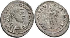 Roman Imperial Galerius, 305-311. Follis (Silvered bronze, 30 mm, 9.77 g, 6 h), Londinium, 1 May 305-spring 307. IMP C MAXIMIANVS P F AVG Laureate and cuirassed bust of Galerius to right. Rev. GENIO P