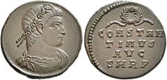 The Ramskold Collection, Part I Constantine I, 307/310-337. Follis (Bronze, 17 mm, 2.17 g, 6 h), Rome, late 328-early 329. Laurel-and-rosette-diademed, draped and cuirassed bust of Constantine I to ri