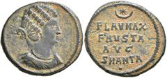 The Ramskold Collection, Part I Fausta, Augusta, 324-326. Follis (Bronze, 19 mm, 2.89 g, 12 h), Antiochia, July 326. Draped bust of Fausta to right, wearing single pendant earring and pearl necklace. 
