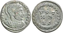 The Ramskold Collection, Part I Licinius I, 308-324. Follis (Bronze, 19 mm, 2.76 g, 12 h), Rome, circa 320. IMP LI-CINIVS AVG Helmeted and cuirassed bust of Licinius I to right. Rev. VOT / XX / R S in