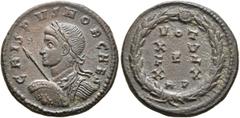 The Ramskold Collection, Part I Crispus, Caesar, 316-326. Follis (Bronze, 19 mm, 3.56 g, 6 h), Rome, circa 320. CRISPVS NOB CAES Laureate, draped and cuirassed bust of Crispus to left, seen from behin