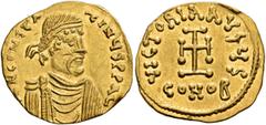 Byzantine Constantine IV Pogonatus, 668-685. Tremissis (Gold, 17 mm, 1.41 g, 7 h), Constantinopolis. δ N CONSTANTINЧS P P AЧ Diademed, draped and cuirassed bust of Constantine IV to right. Rev. VICTOR