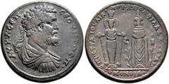 Roman Provincial LYDIA. Philadelphia. Septimius Severus, 193-211. Hexassarion (Orichalcum, 35 mm, 26.47 g, 6 h), Ioulianos Apol., strategos. Homonoia with Sardis, 205-209. AY•K•Λ•CЄΠ• - CЄOYHPOC•Π• La