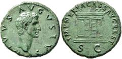 The Aes Augustorum Collection Divus Augustus, died AD 14. As (Copper, 28 mm, 11.13 g, 6 h), Rome, struck under Nerva, circa 97-98. DIVVS AVGVSTVS Bare head of Divus Augustus to right. Rev. IMP NERVA C