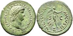 The Aes Augustorum Collection Nero, 54-68. Dupondius (Orichalcum, 31 mm, 16.16 g, 6 h), Rome, circa 64. NERO CLAVD CAESAR AVG GER P M TR P IMP P P Radiate head of Nero to right. Rev. VICTORIA AVGVSTI 