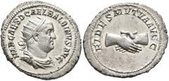 Roman Imperial Balbinus, 238. Antoninianus (Silver, 23 mm, 4.66 g, 12 h), Rome, circa April-June 238. IMP CAES D CAEL BALBINVS AVG Radiate, draped and cuirassed bust of Balbinus to right. Rev. FIDES M