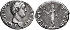 The Agricola Collection Otho, 69. Denarius (Silver, 18 mm, 3.19 g, 6 h), Rome. IMP OTHO CA[ESA]R AVG TR P Bare head of Otho to right. Rev. SECVRITAS P R Securitas standing front, head to left, holding