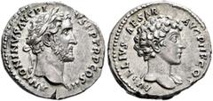 The Agricola Collection Antoninus Pius, with Marcus Aurelius as Caesar, 138-161. Denarius (Silver, 18 mm, 3.55 g, 6 h), Rome, 140-144. ANTONINVS AVG PIVS P P TR P COS III Laureate head of Antoninus Pi