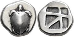 Greek ISLANDS OFF ATTICA, Aegina. Circa 480-457 BC. Drachm (Silver, 6.08 g). Sea turtle with 'T-back' design on shell. Rev. Incuse square with skew pattern. HGC 6, 442. Meadows, Aegina, Group IIIa. Ra